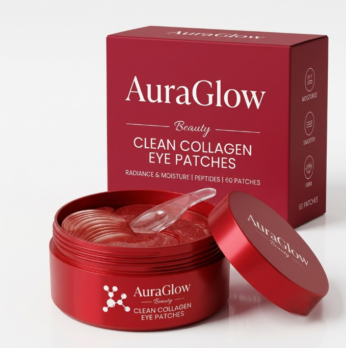 רטיות העיניים של AuraGlow — הידרוג'ל להרגעת נפיחות ושקיות
